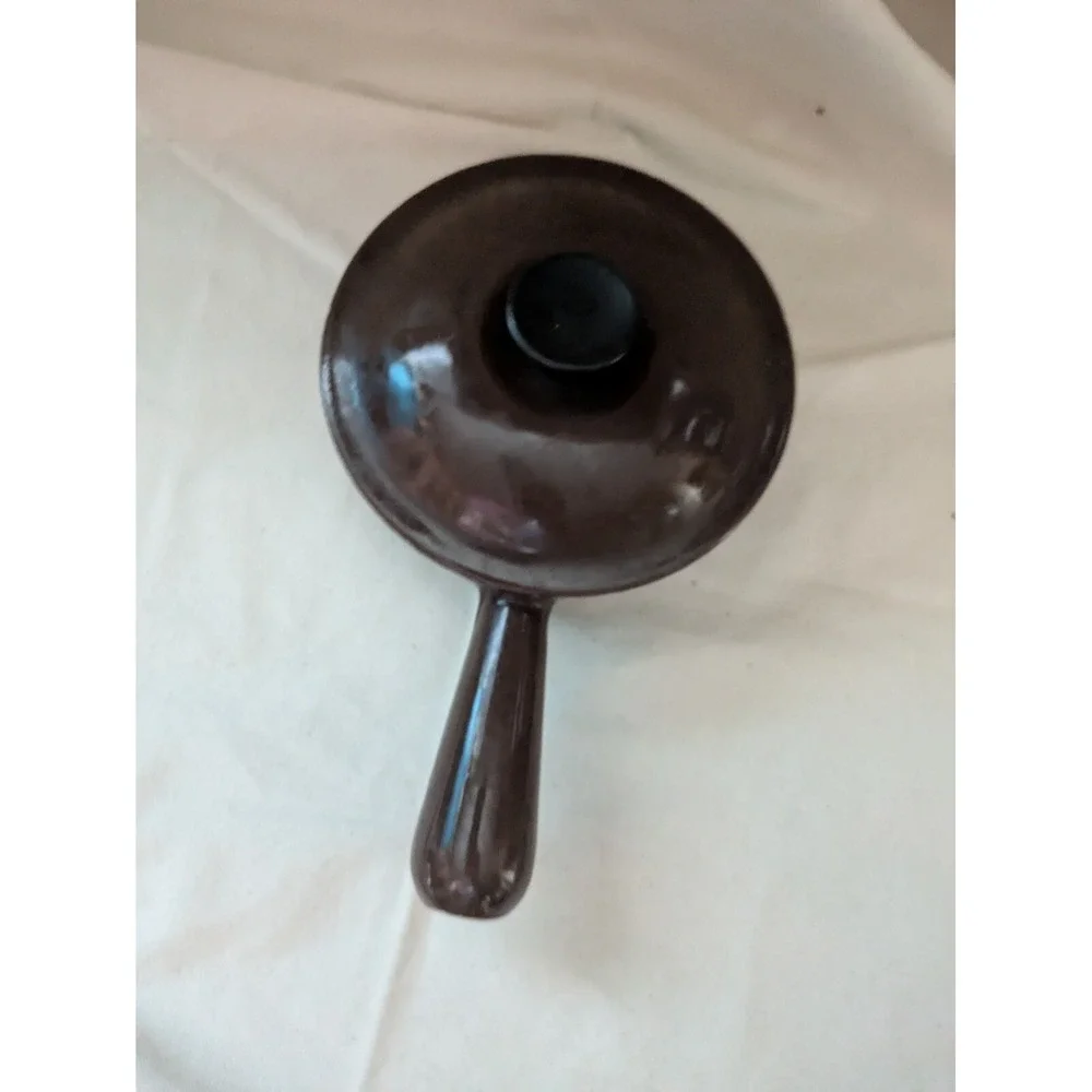 Vintage Le Creuset 14 Brown Cast Iron Enamel Sauce Pot Pan Lid France 5.5 In